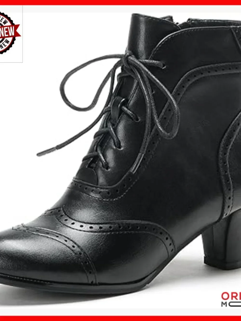 Women's Lace Up Ankle Boots Side Zipper Victorian Block Heel Booties